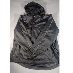 Nike Black Half-Zip Pullover Windbreaker XL Mesh-Lined Hooded Active Jacket
